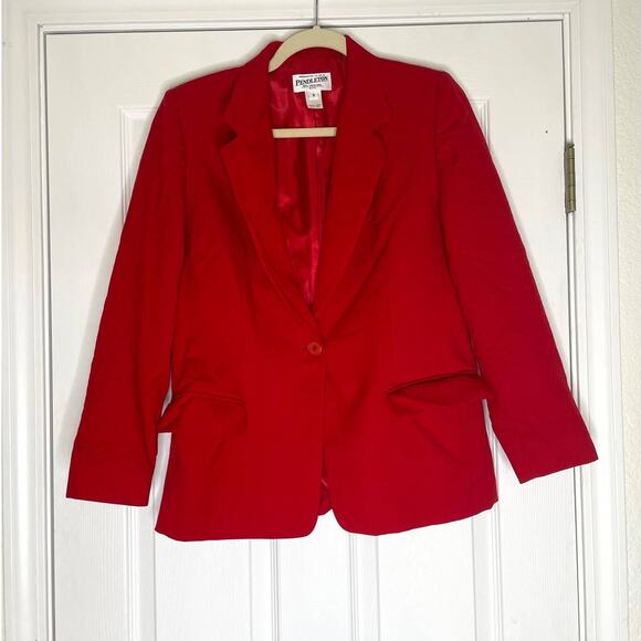 Pendleton Red Wool Blazer size 8 petite Holiday Christmas Blazer Vintage 90s Y2k - Picture 1 of 6